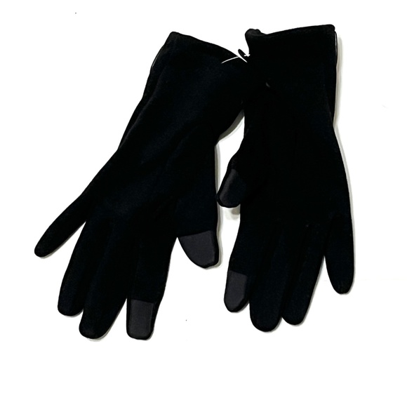 Dimore Black Winter Fleece Gloves for Women Girls Button Trimmed Stylish - Picture 2 of 2